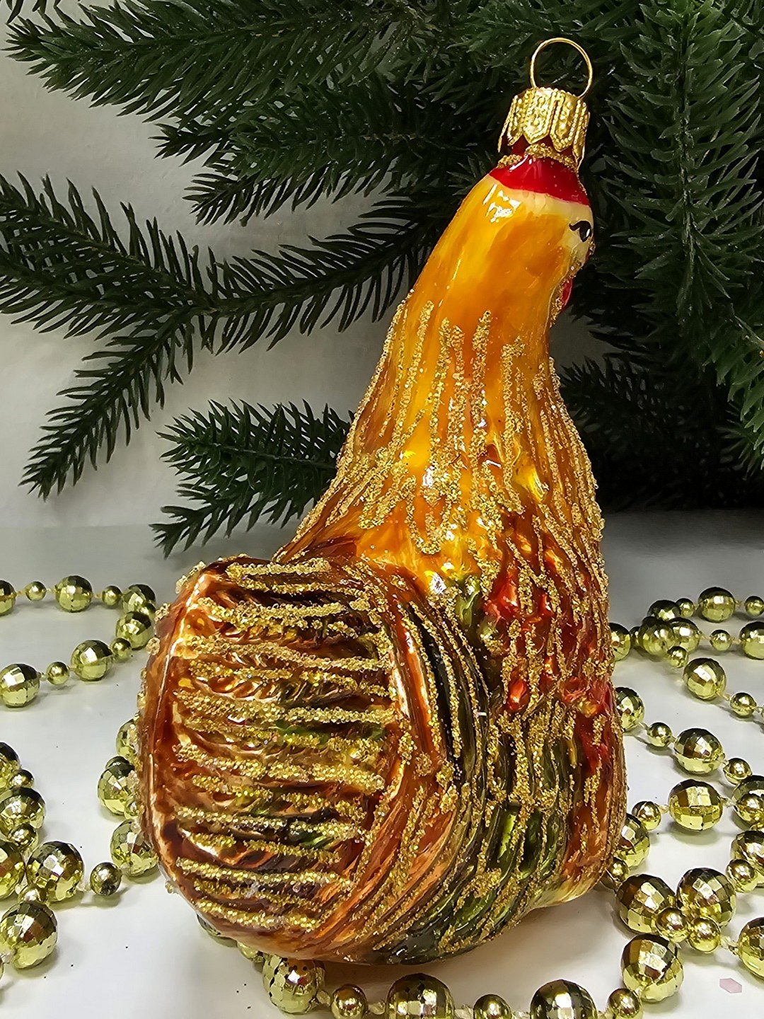 фото Стеклянная елочная игрушка Курочка Ряба