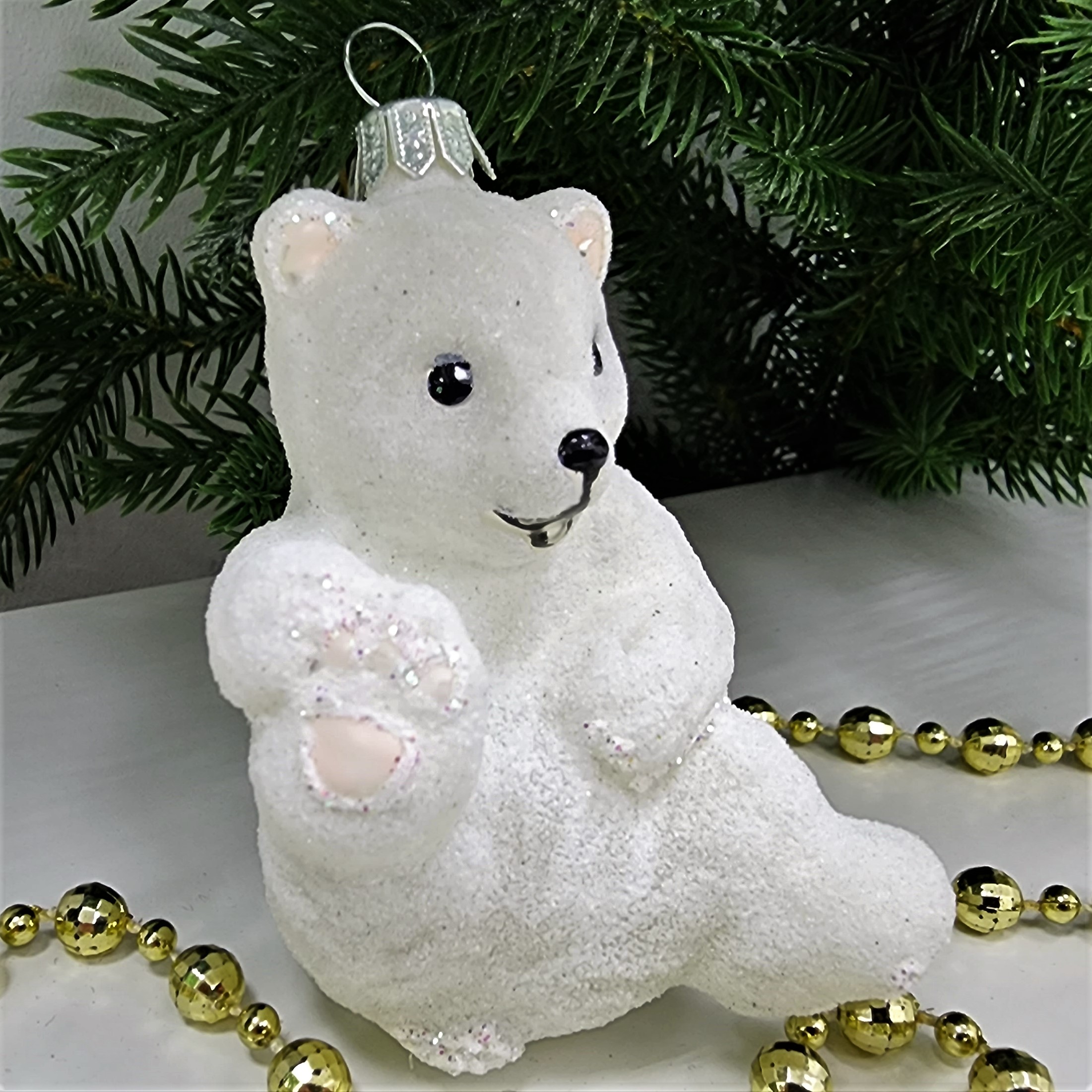 фото Стеклянная елочная игрушка Медвежонок Умка