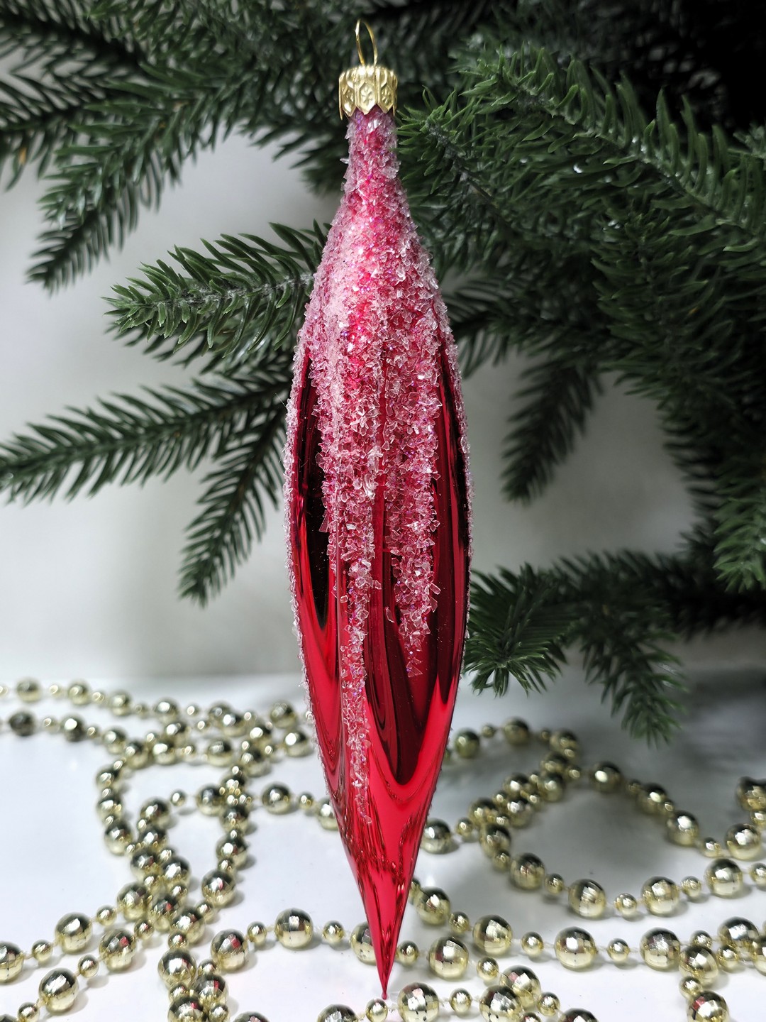 фото Стеклянная елочная игрушка Сосулька