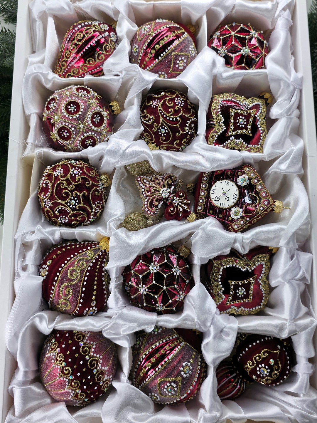 фото Набор ёлочных игрушек Бордо бархат