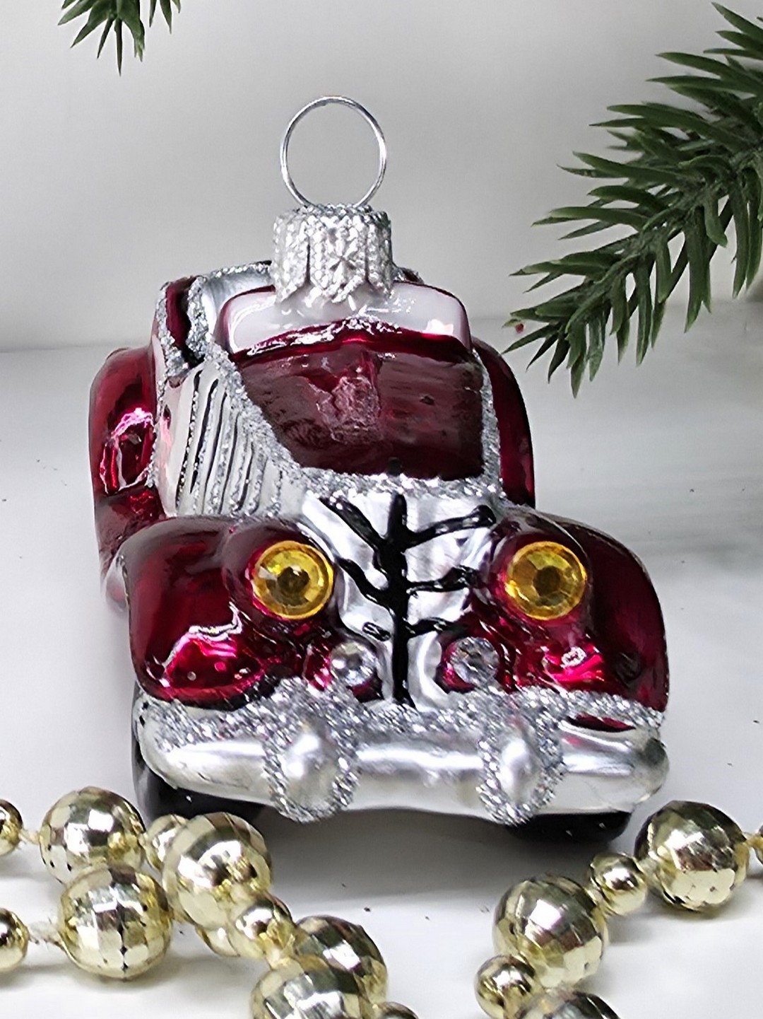 фото Стеклянная елочная игрушка Машинка - 5