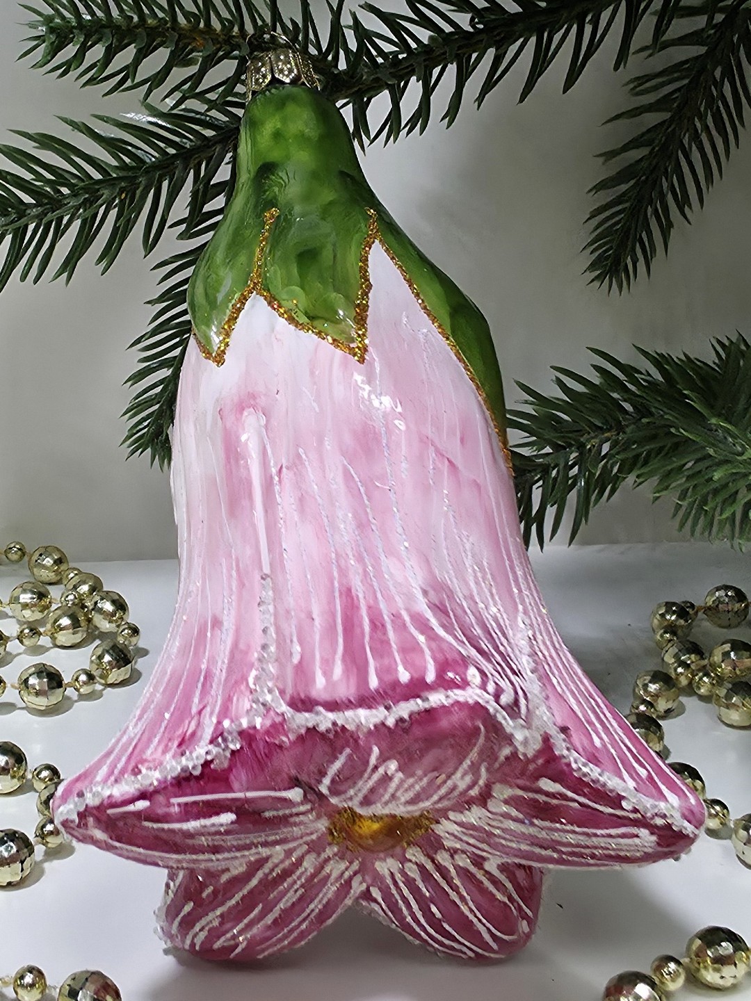 фото Стеклянная елочная игрушка Цветочек