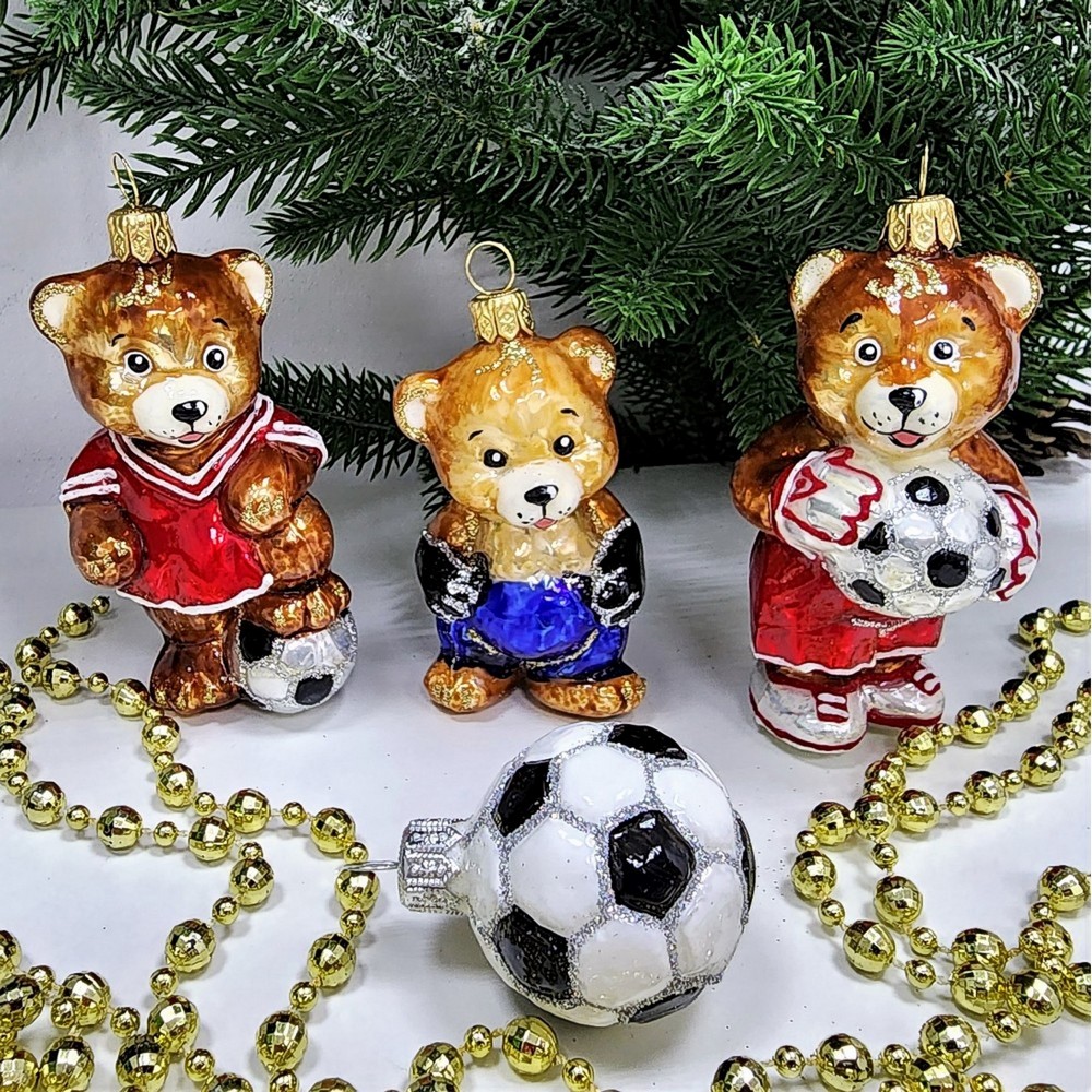 фото Набор ёлочных игрушек Мишки футболисты и мяч