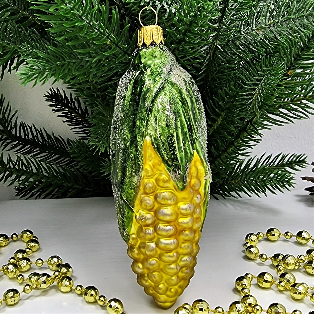 фото Стеклянная елочная игрушка Кукуруза