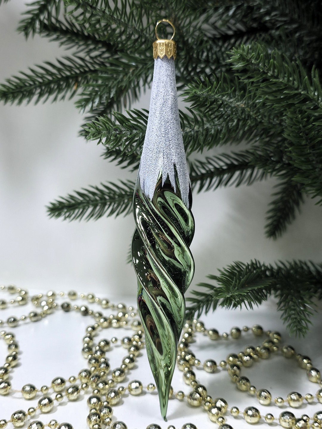 фото Стеклянная елочная игрушка Сосулька