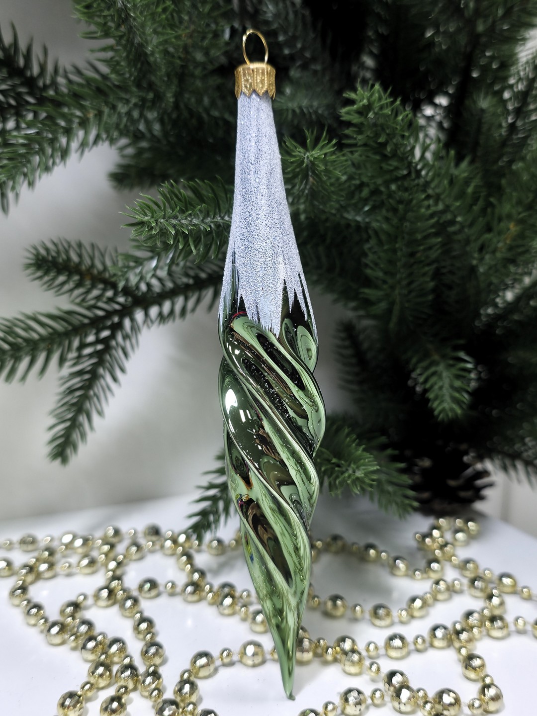 фото Стеклянная елочная игрушка Сосулька