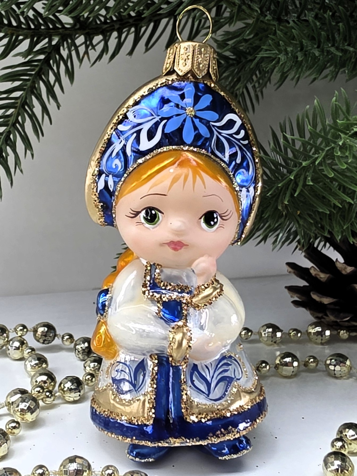 фото Стеклянная ёлочная игрушка Василиса-7