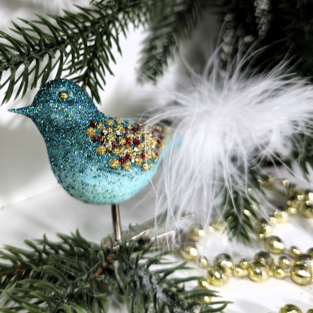 фото Стеклянная елочная игрушка Птичка