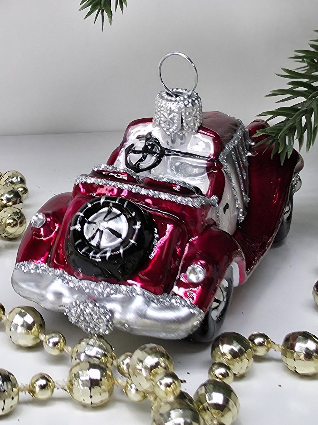 фото Стеклянная елочная игрушка Машинка - 5