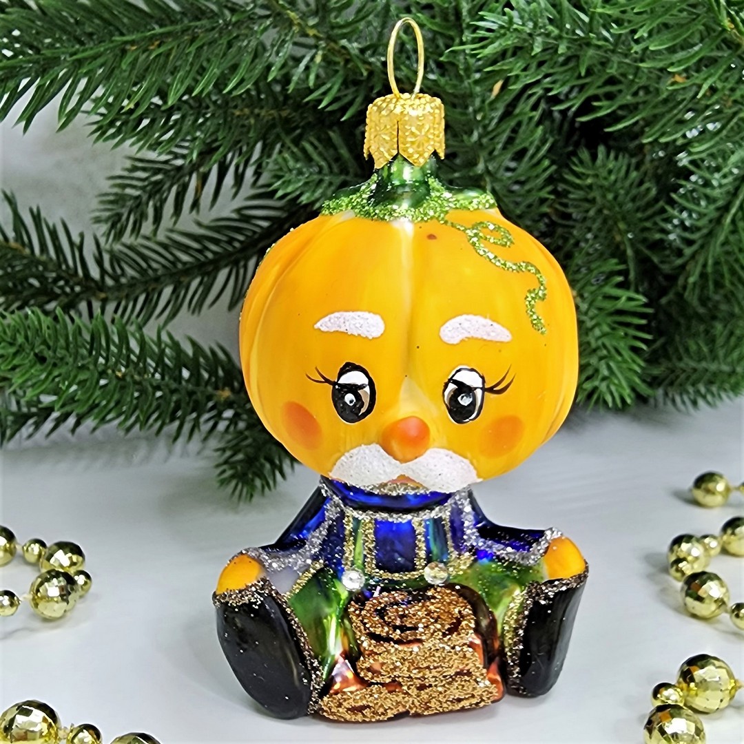 фото Стеклянная елочная игрушка Кум Тыква