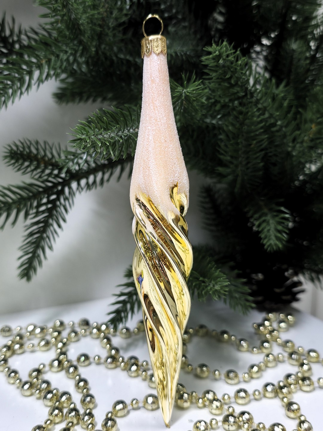 фото Стеклянная елочная игрушка Сосулька