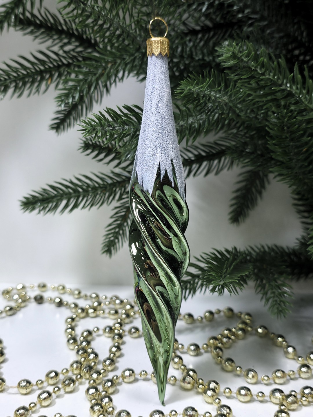 фото Стеклянная елочная игрушка Сосулька