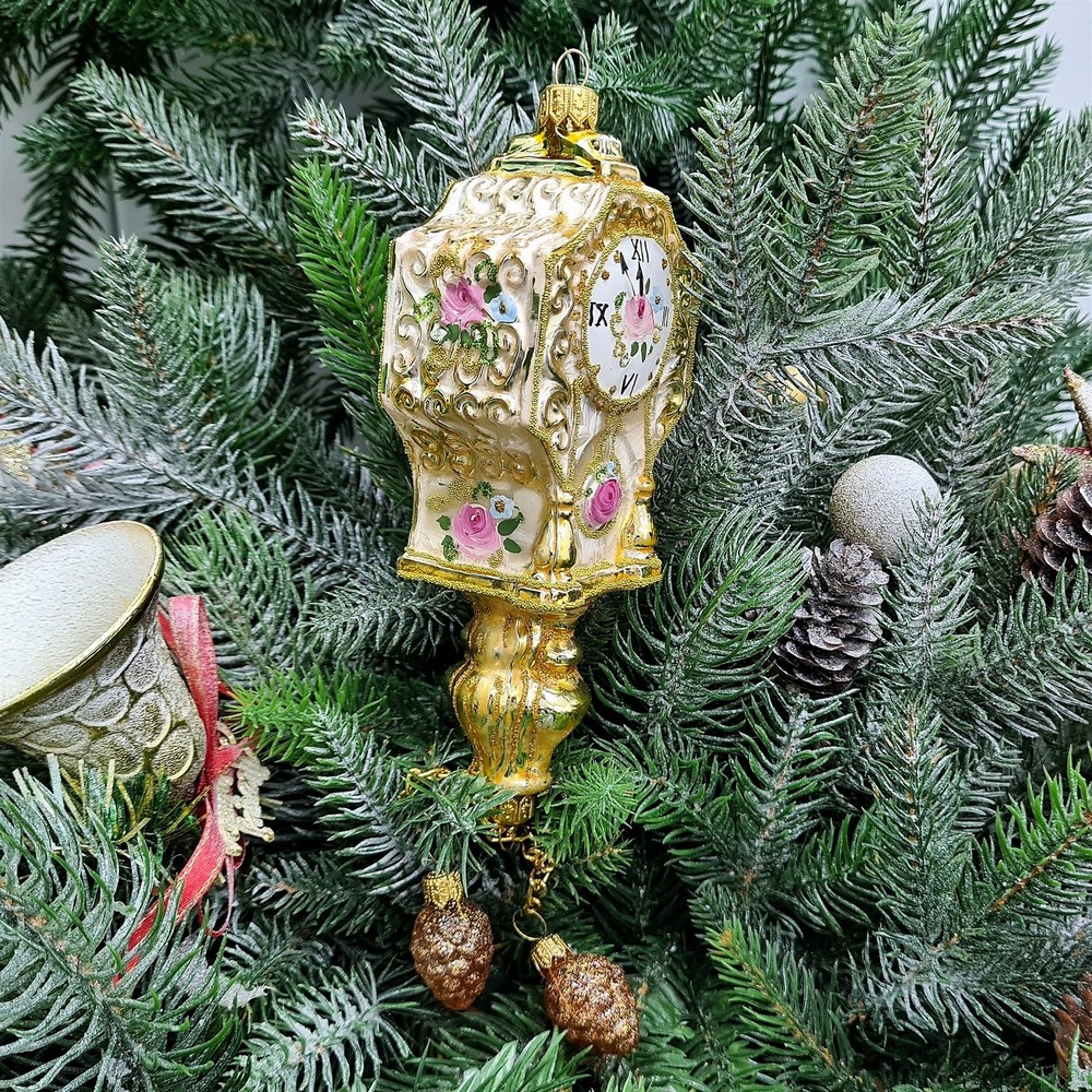 фото Стеклянная елочная игрушка Часы настенные Версаль