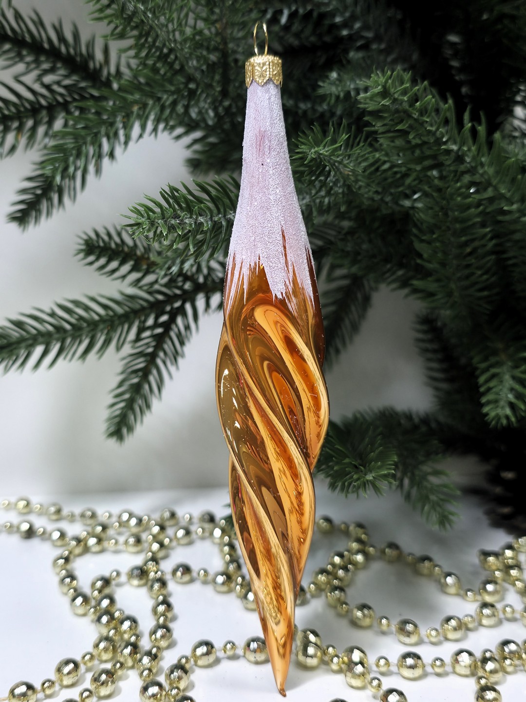 фото Стеклянная елочная игрушка Сосулька
