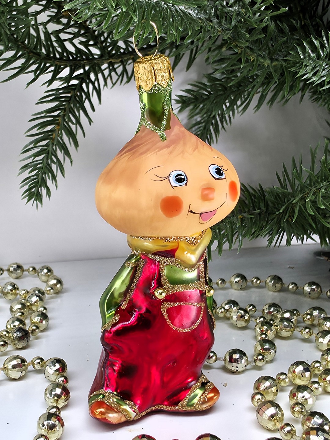фото Стеклянная елочная игрушка Чиполлино