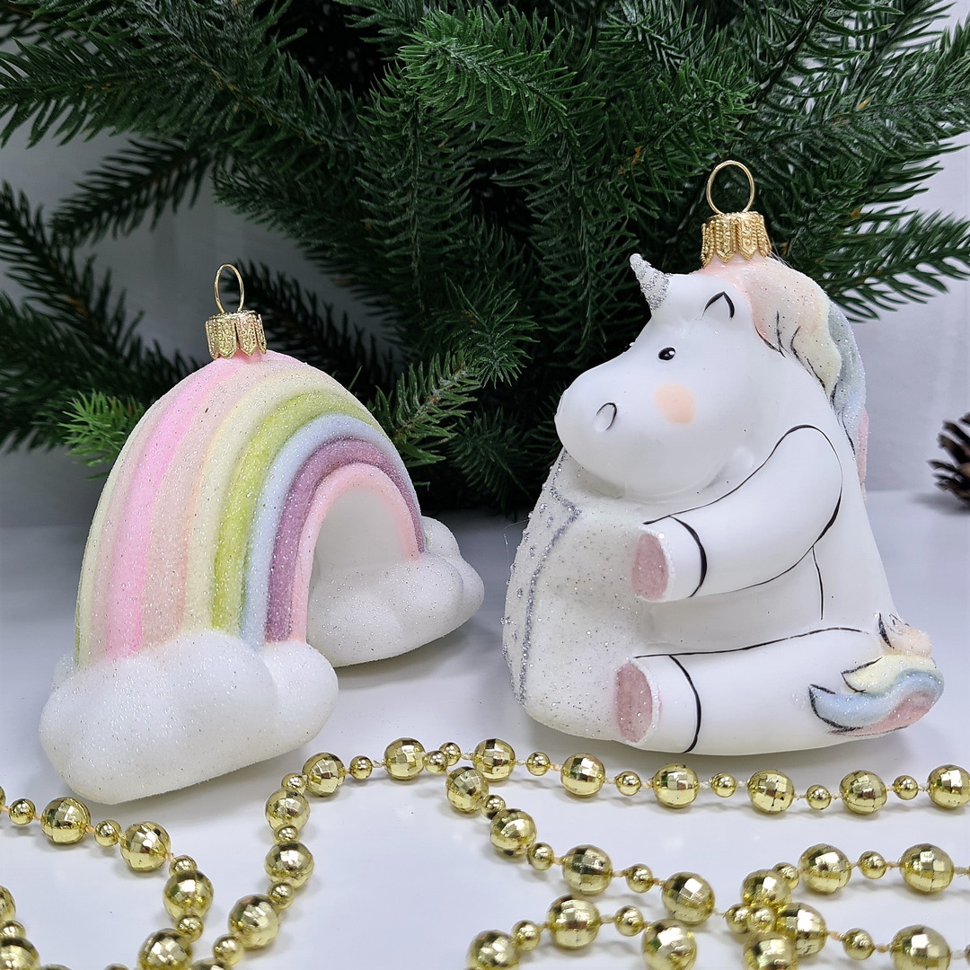 фото Набор ёлочных игрушек Единорог и радуга