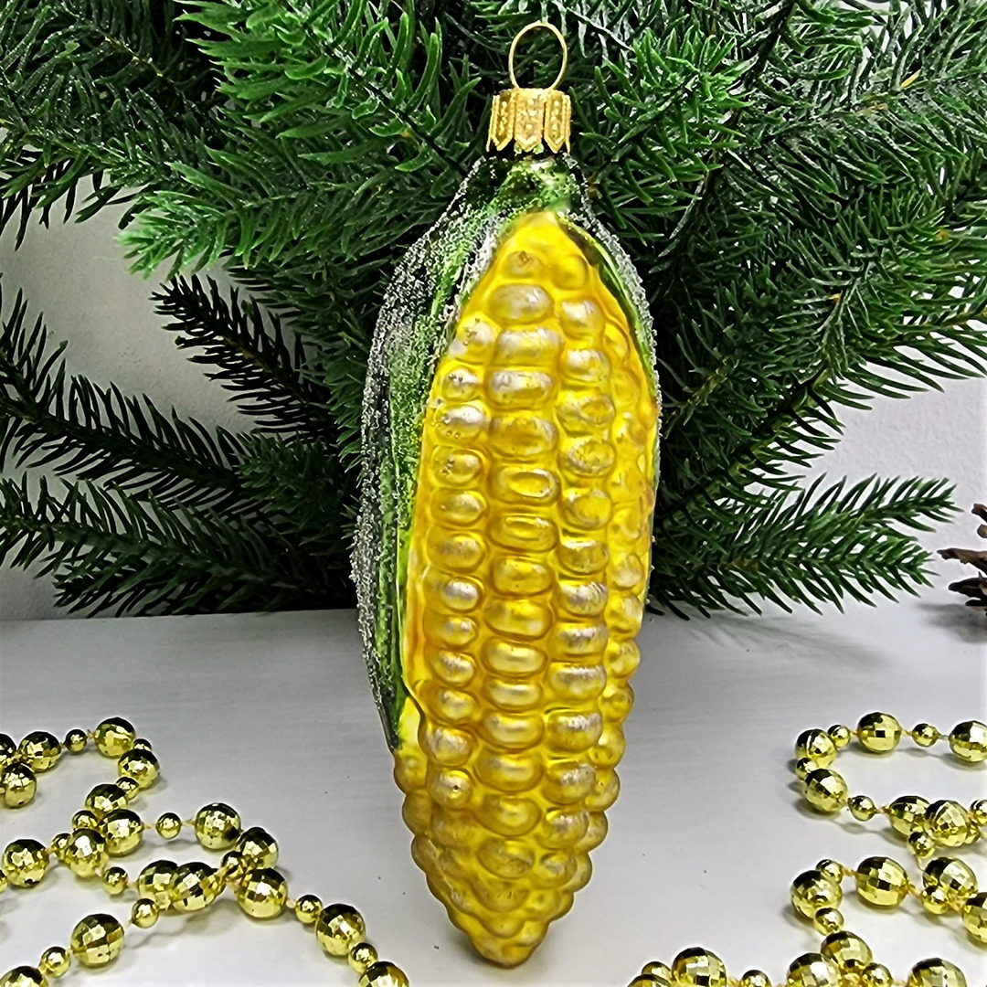 фото Стеклянная елочная игрушка Кукуруза