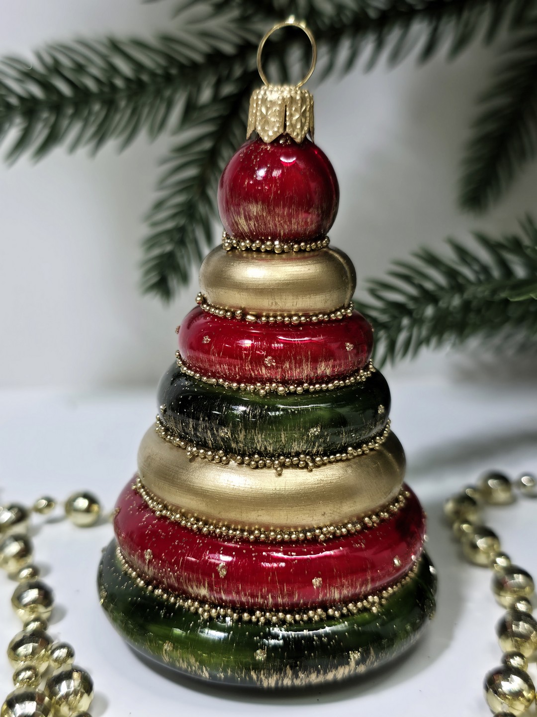 фото Стеклянная елочная игрушка Пирамидка детская