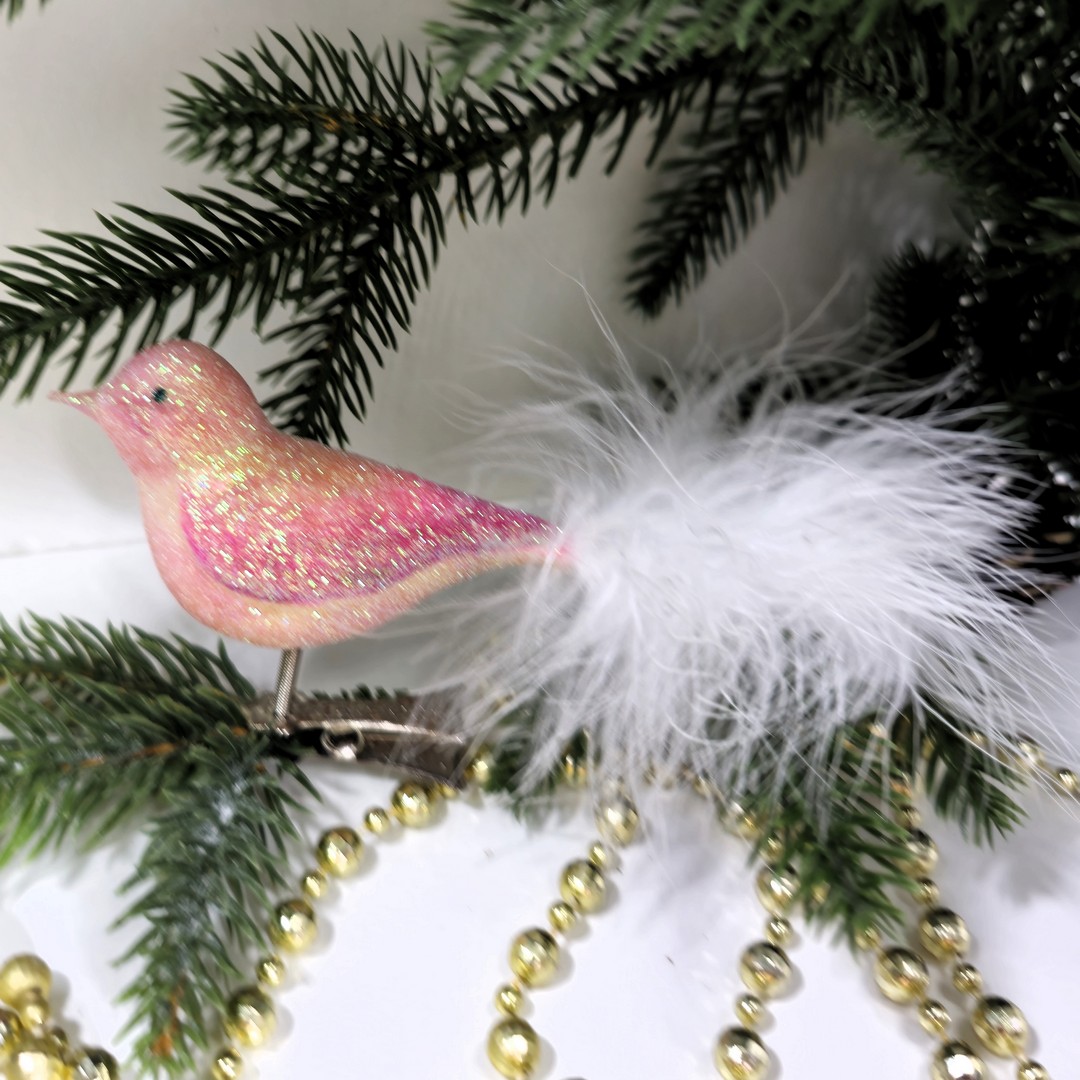 фото Стеклянная елочная игрушка Птичка