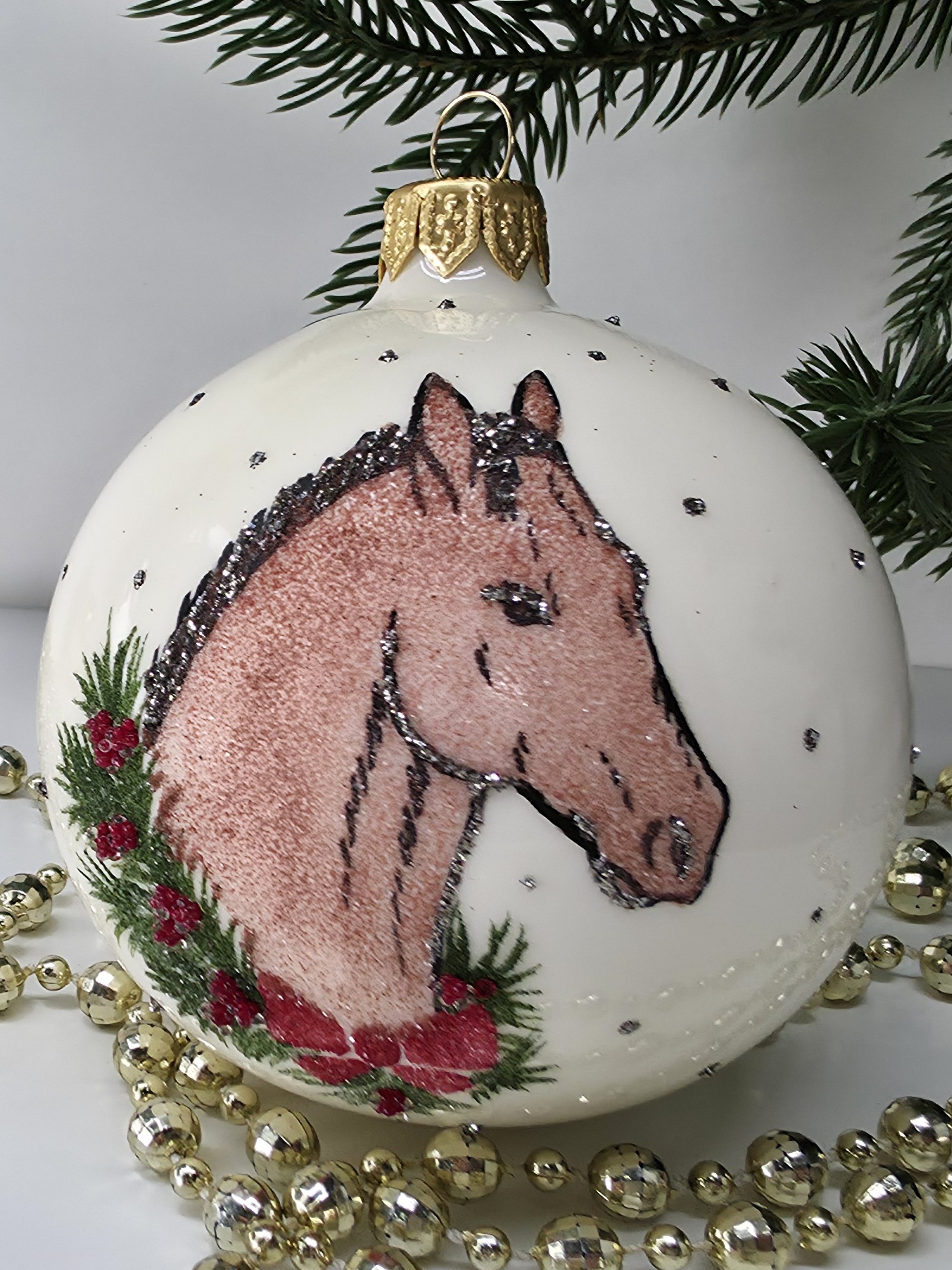 фото Стеклянный ёлочный шар Irena-Co 80 мм №132