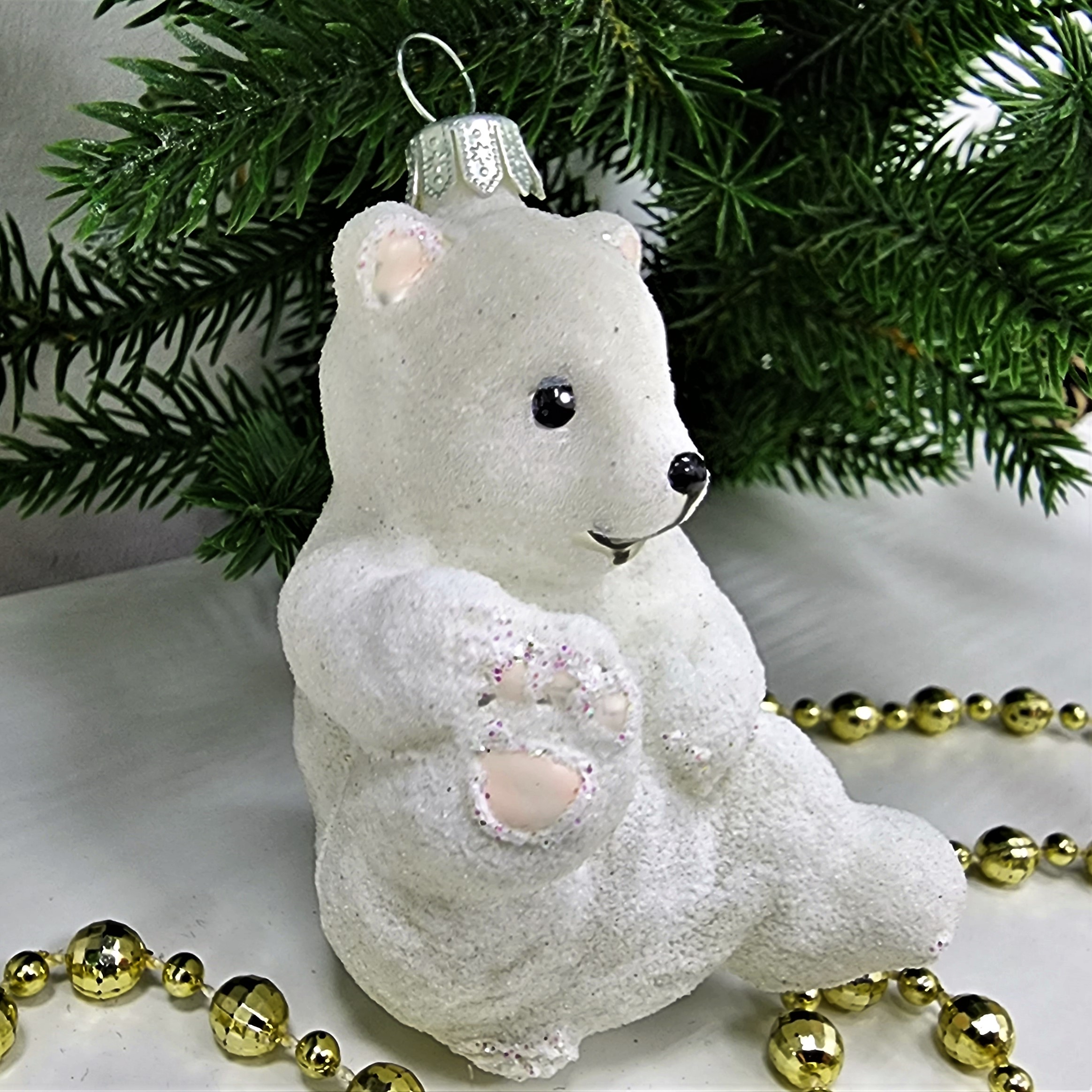 фото Стеклянная елочная игрушка Медвежонок Умка