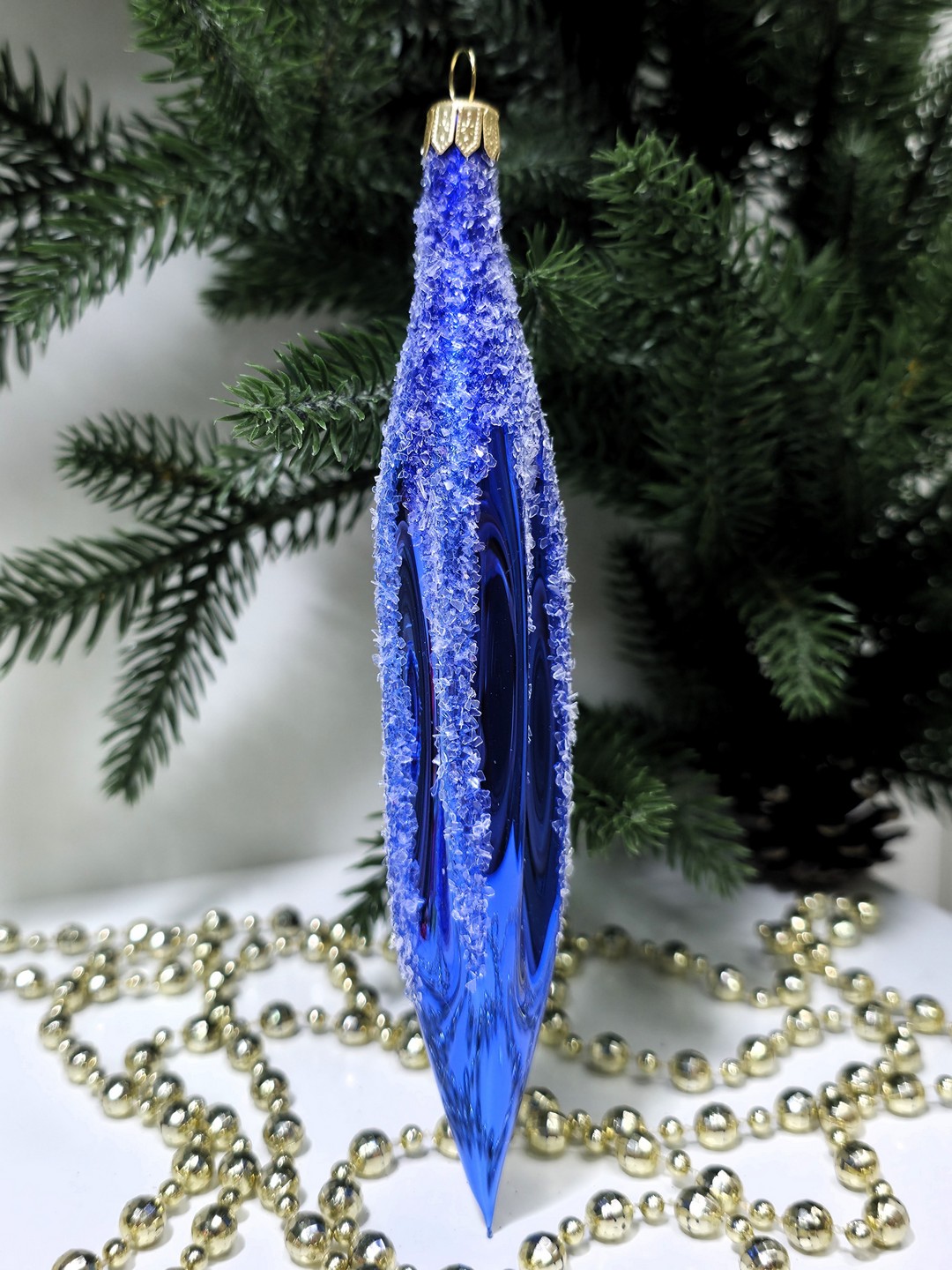 фото Стеклянная елочная игрушка Сосулька