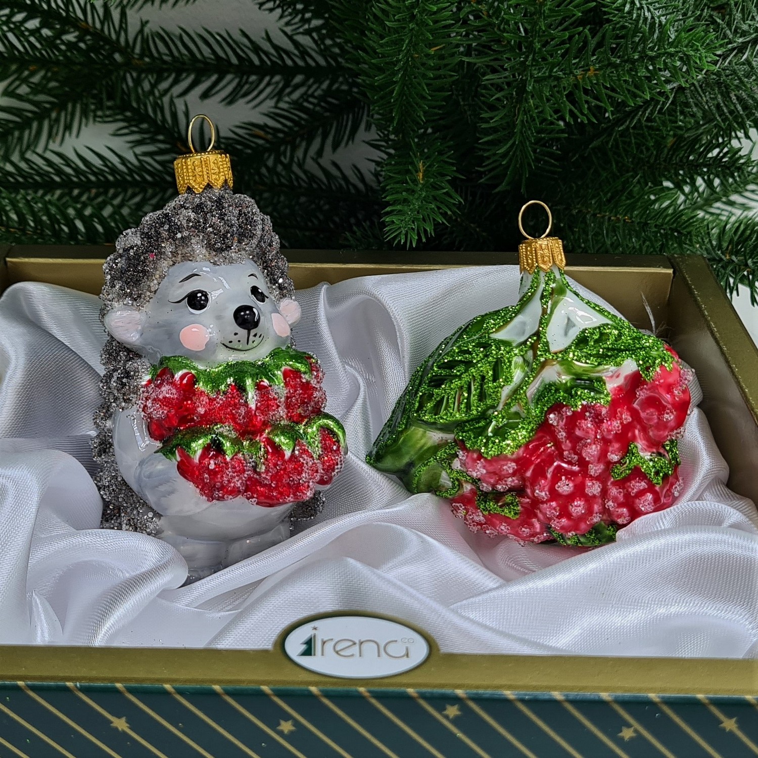 фото Набор ёлочных игрушек Ёжик с малиной и малина