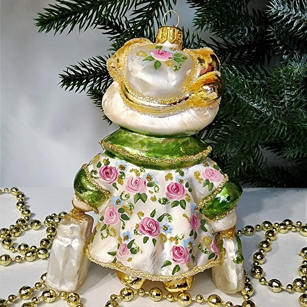 фото Стеклянная елочная игрушка Медведица с сумочками Версаль