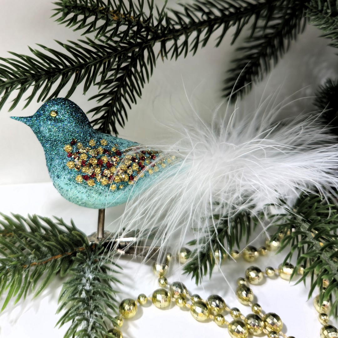 фото Стеклянная елочная игрушка Птичка