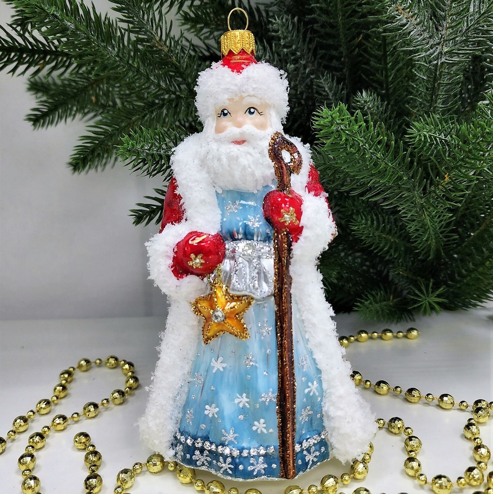 фото Стеклянная елочная игрушка Дед Мороз