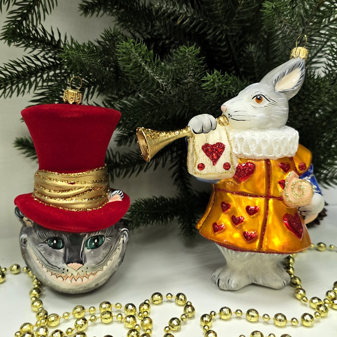 фото Набор ёлочных игрушек Белый кролик и Чеширский кот
