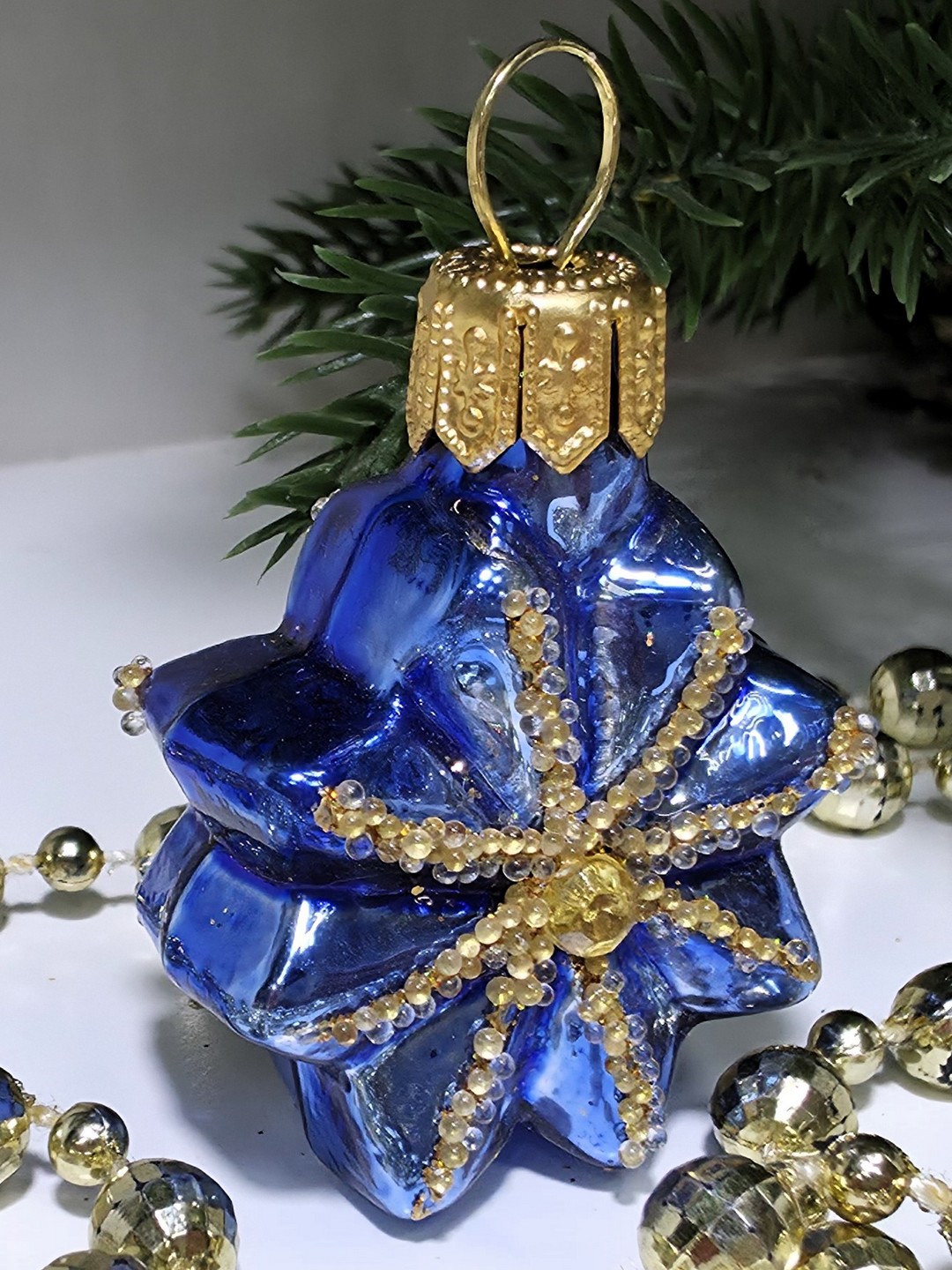 фото Стеклянная елочная игрушка Звездочка