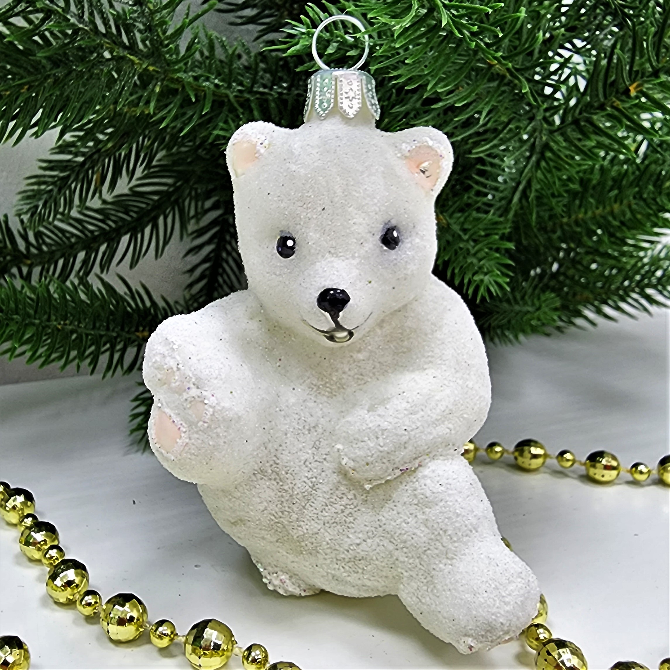 фото Стеклянная елочная игрушка Медвежонок Умка