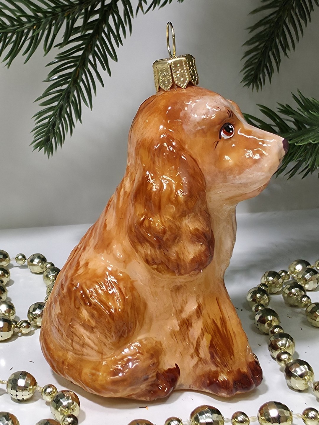 фото Стеклянная елочная игрушка Спаниель
