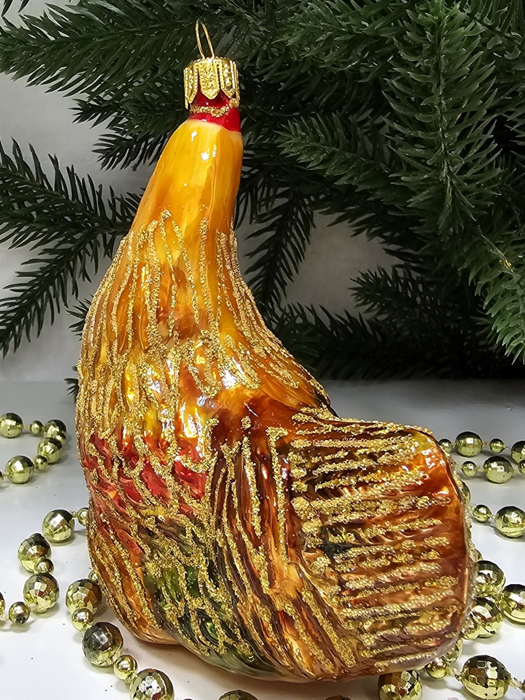 фото Стеклянная елочная игрушка Курочка Ряба