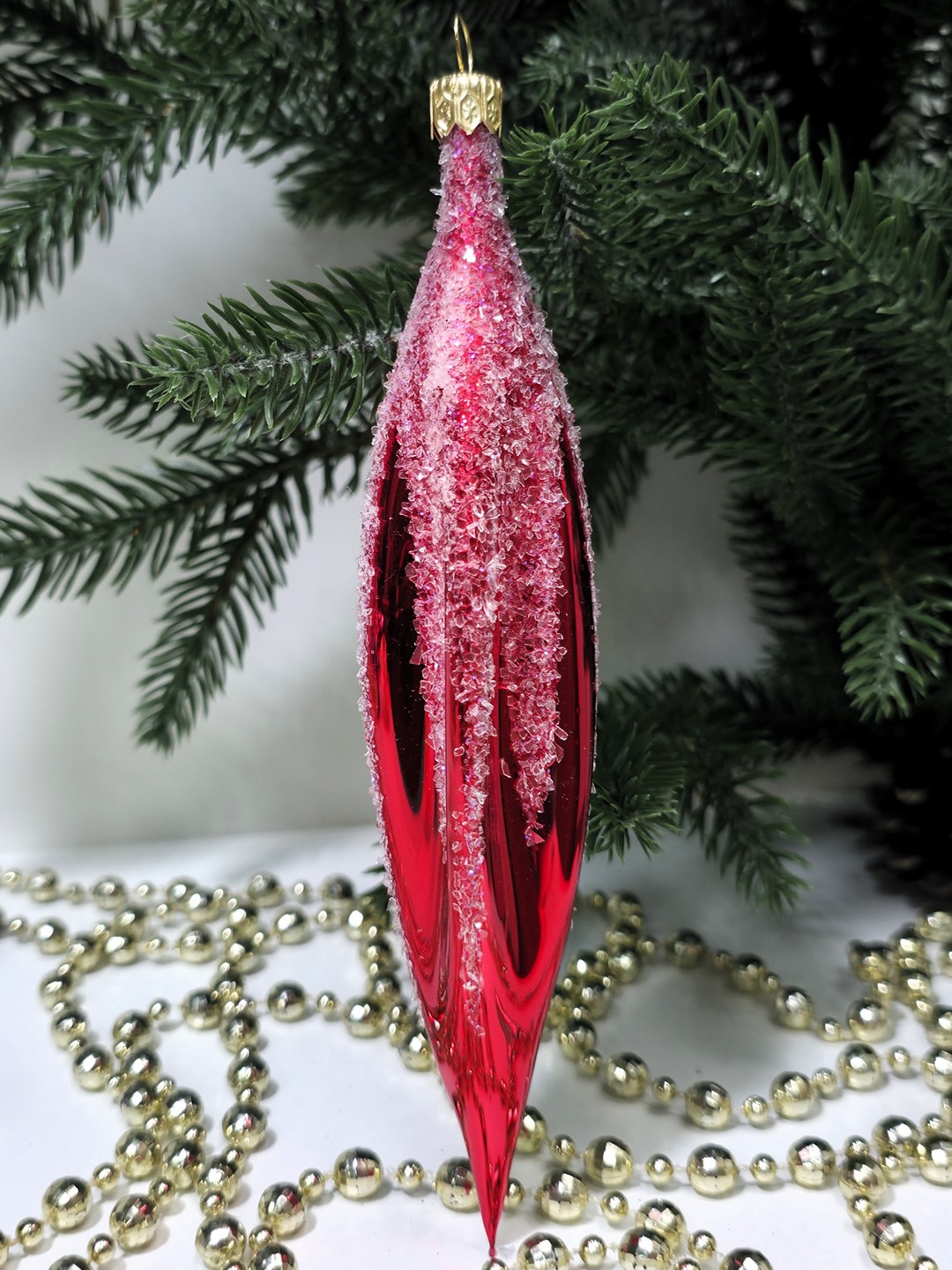 фото Стеклянная елочная игрушка Сосулька