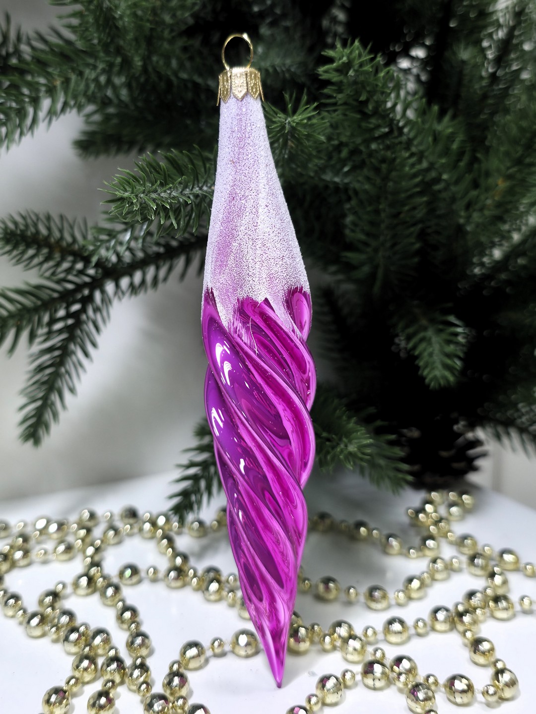 фото Стеклянная елочная игрушка Сосулька