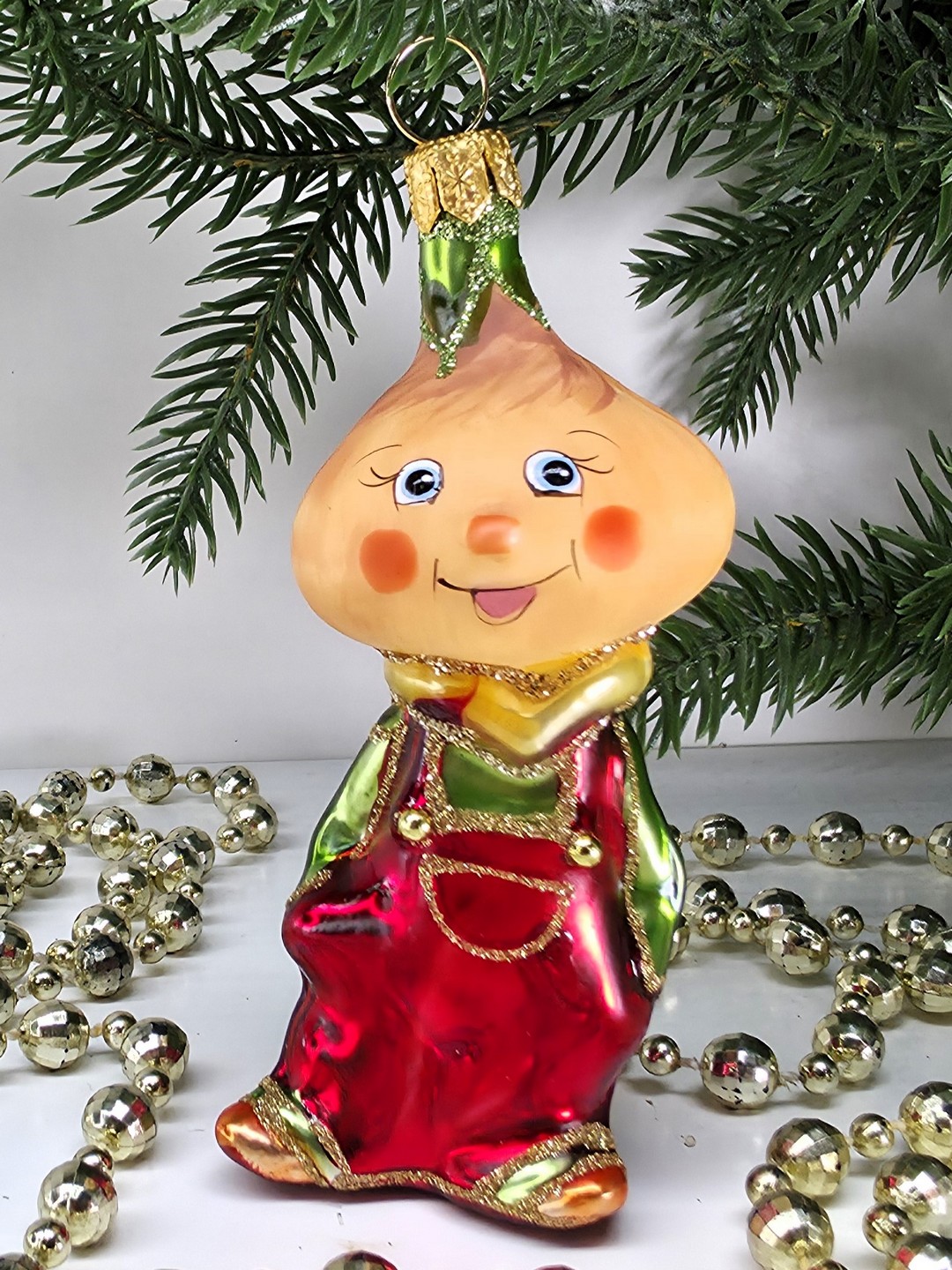 фото Стеклянная елочная игрушка Чиполлино