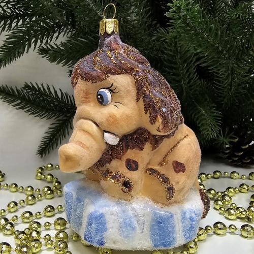 Купить стеклянная елочная игрушка мамонтенок в магазине Elichristmas с ...