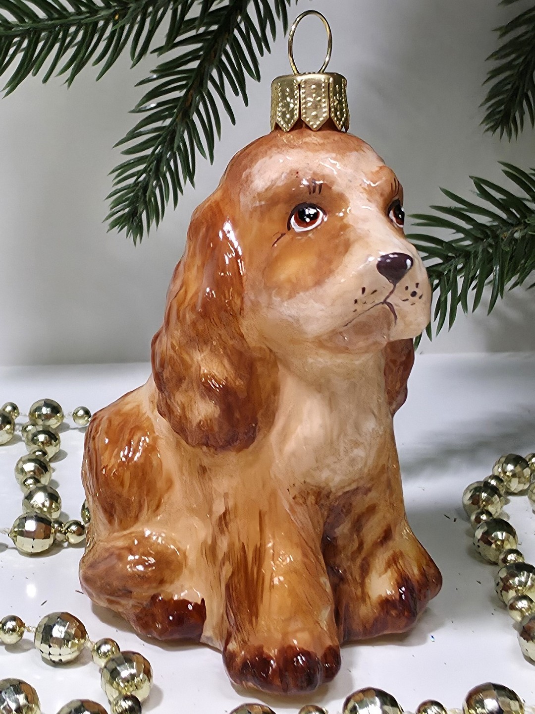фото Стеклянная елочная игрушка Спаниель