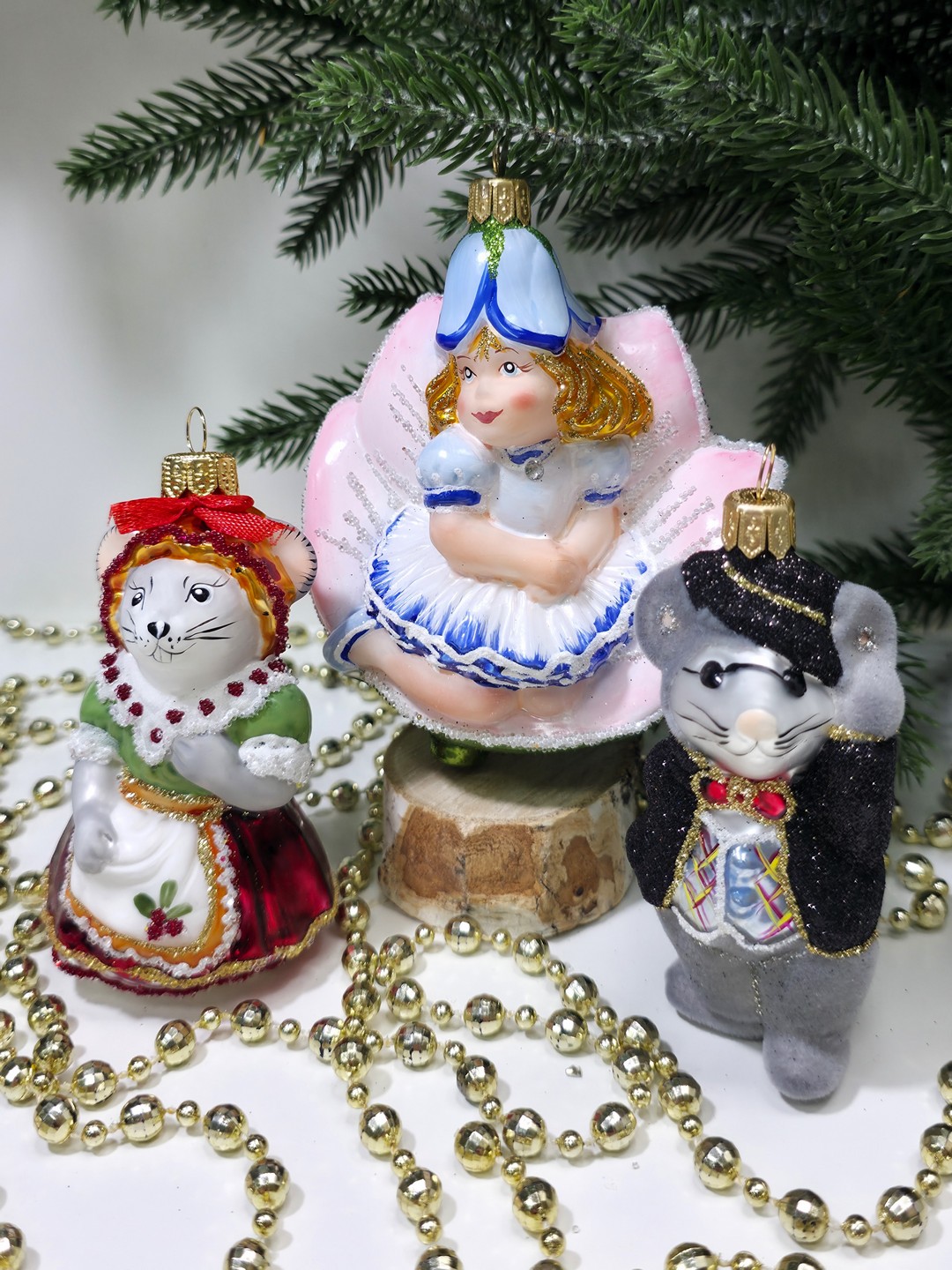 фото Набор ёлочных игрушек Дюймовочка, мышка и крот