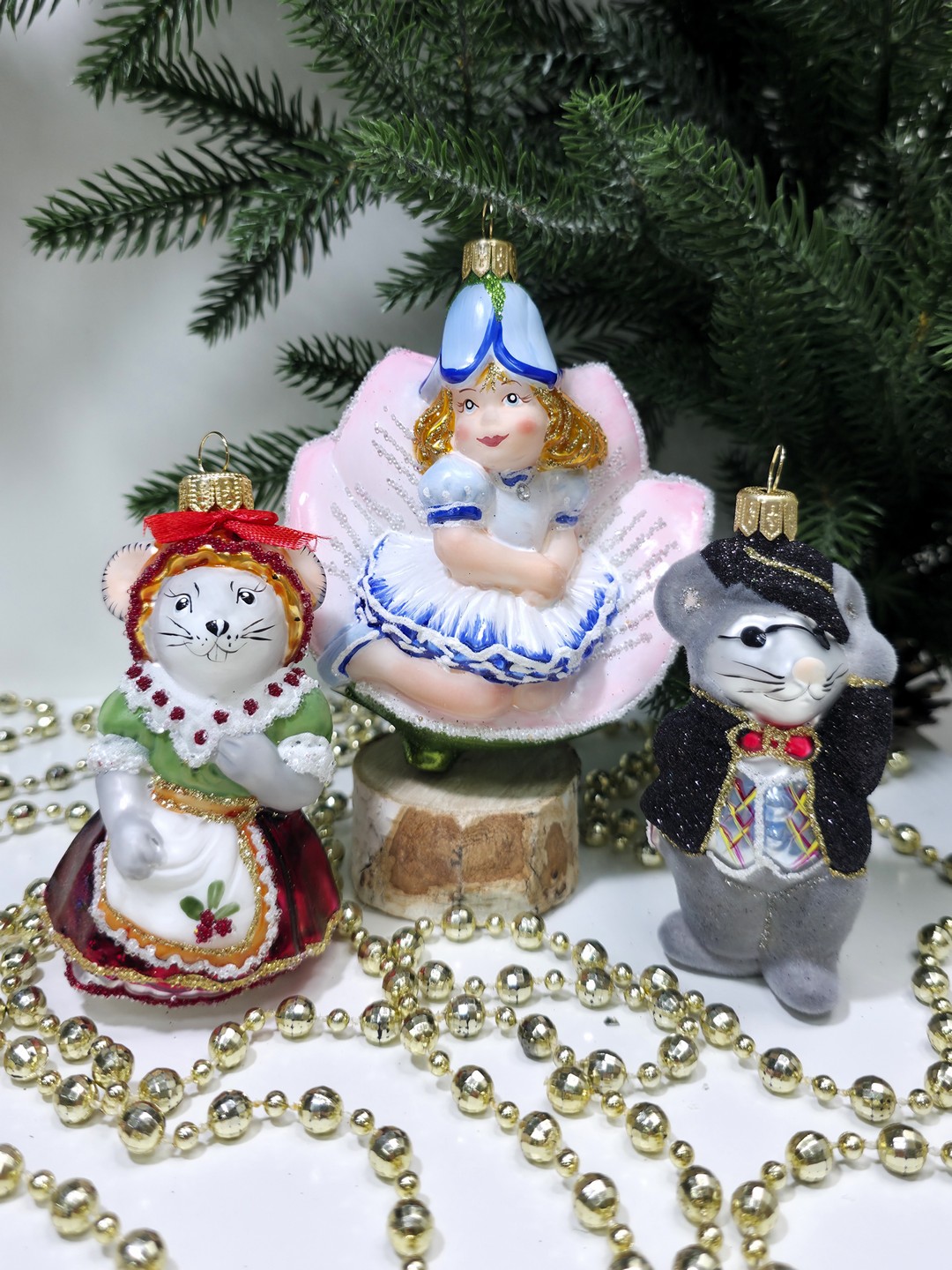 фото Набор ёлочных игрушек Дюймовочка, мышка и крот