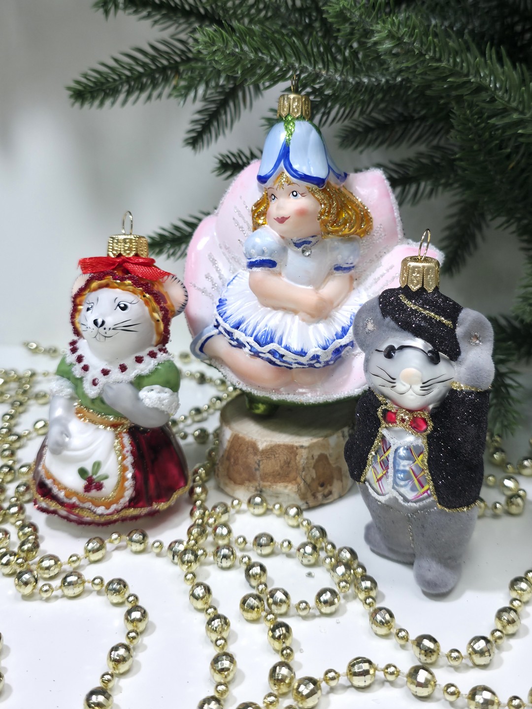 фото Набор ёлочных игрушек Дюймовочка, мышка и крот