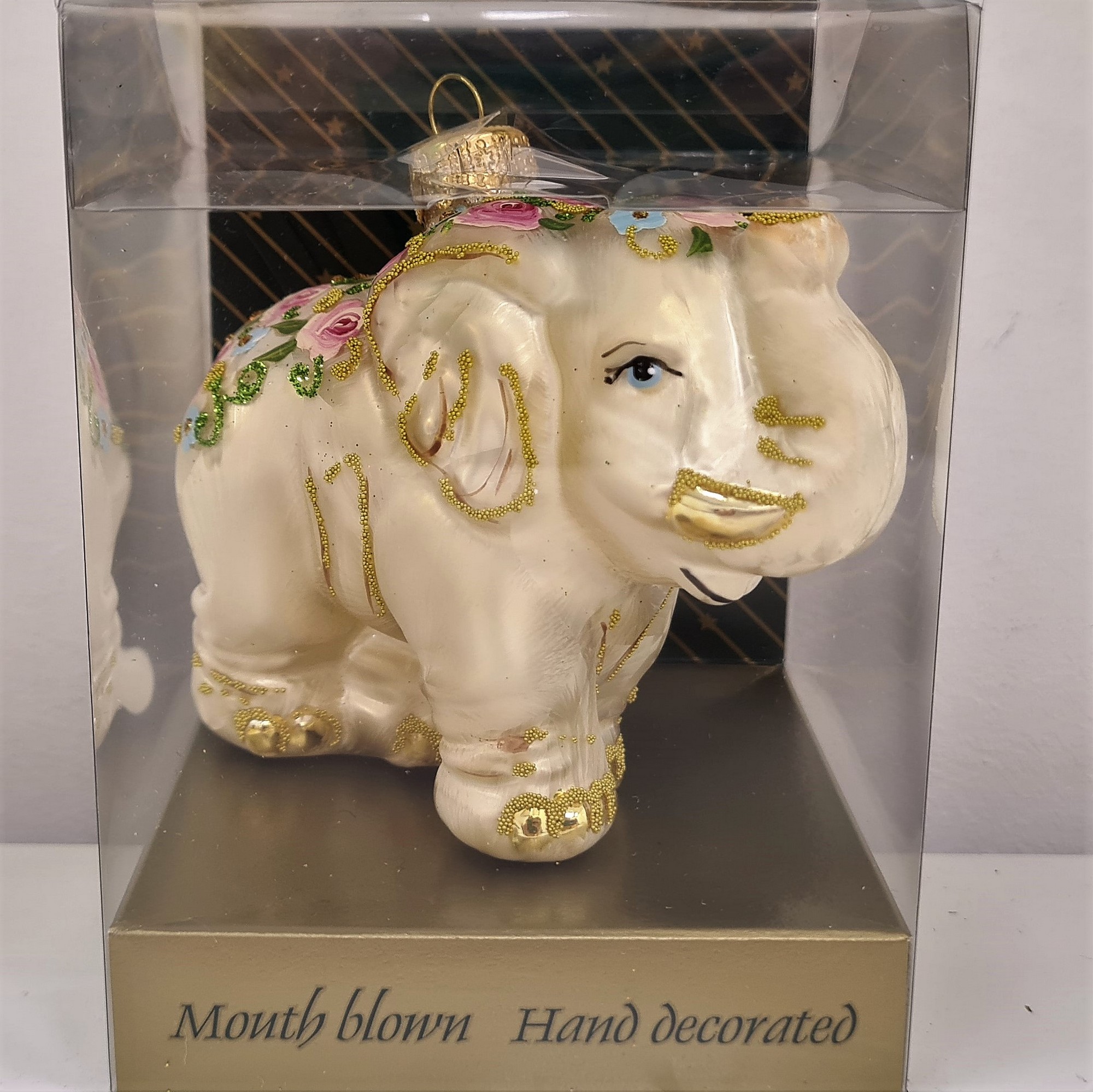фото Стеклянная елочная игрушка Слон версаль